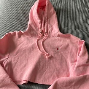 Pink champion cropped hoodie